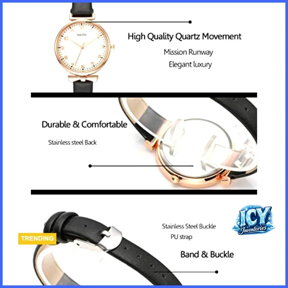 Faux Leather Strap Rose Gold Case Arabic Numerals Quartz Wrist Watch